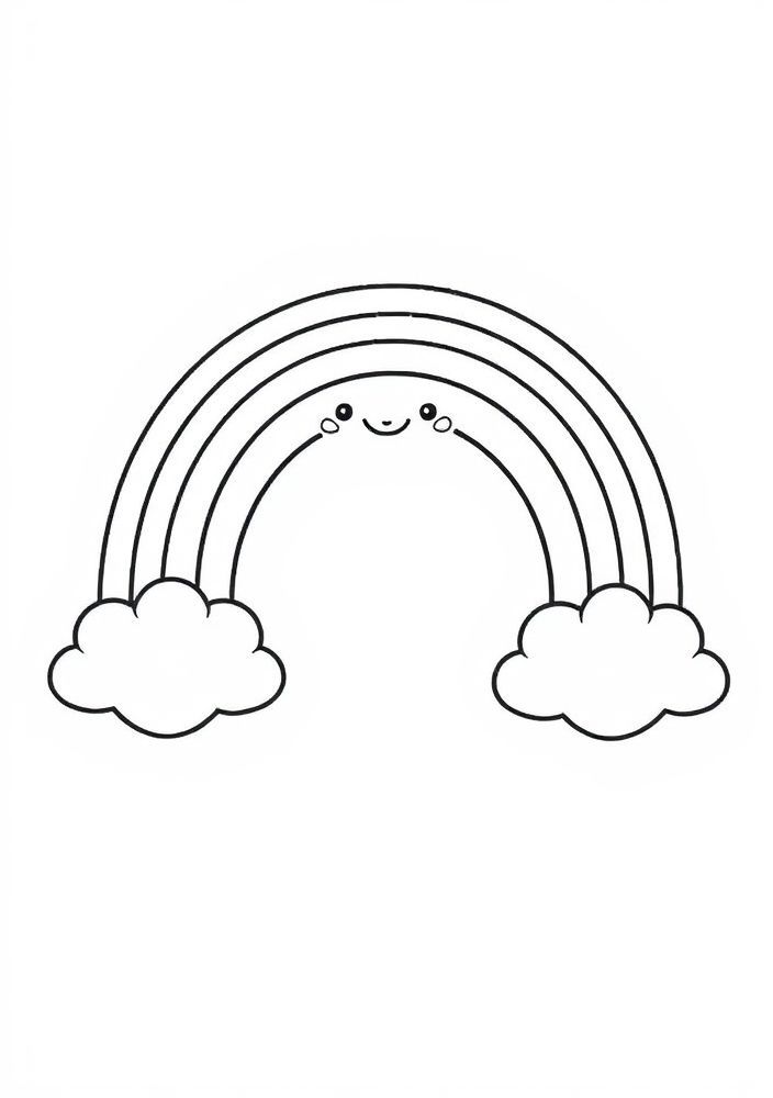 Desenho de Arco-íris com Nuvens para colorir