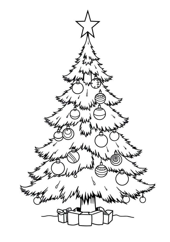Desenho de Árvore de Natal Clássica para colorir
