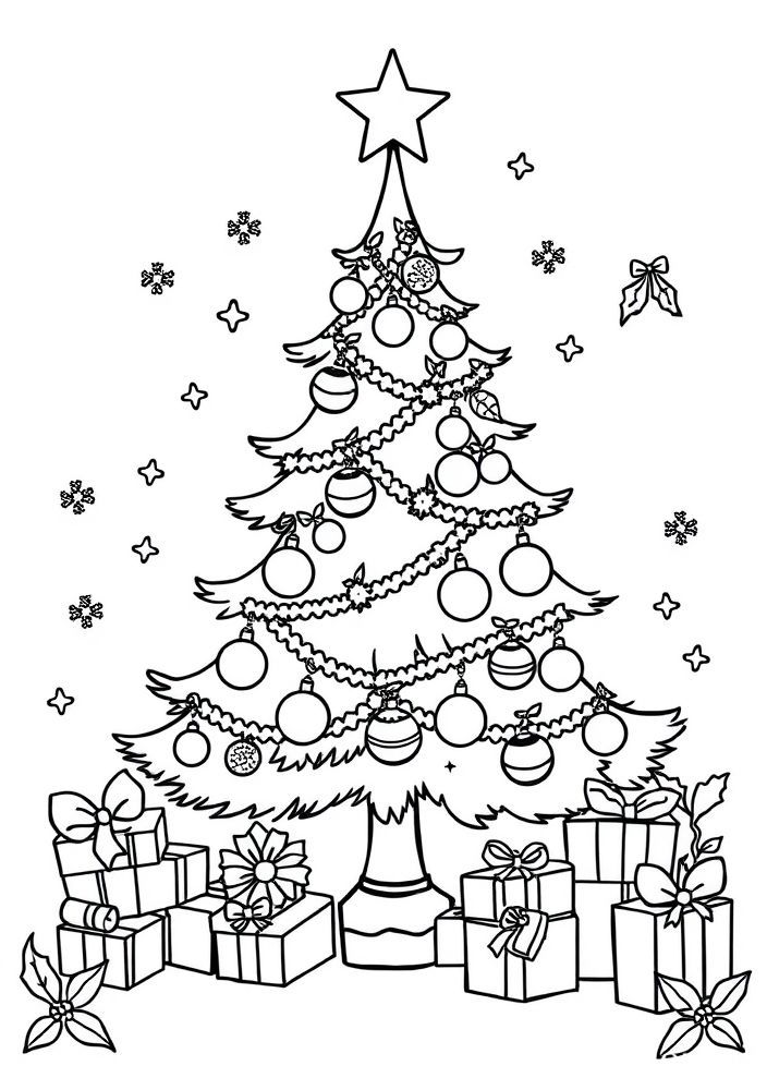 Desenho de Árvore de Natal Estilizada para colorir