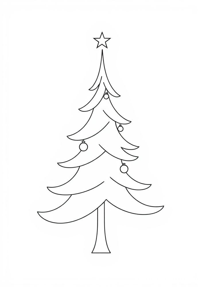 Desenho de Árvore de Natal em Estilo Minimalista para colorir