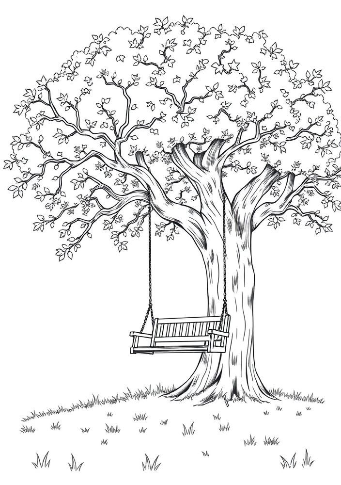 Desenho de Árvore de Verão para Colorir