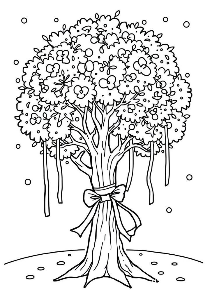 Desenho de Árvore dos Desejos para colorir