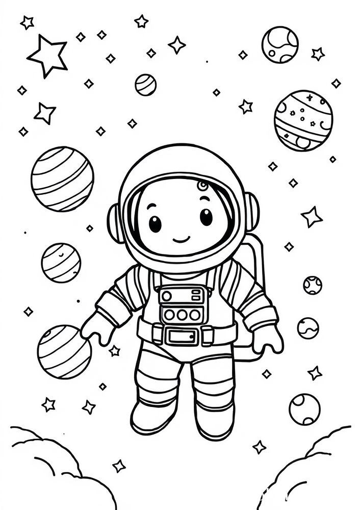 Desenho de Astronauta Fofinho para colorir