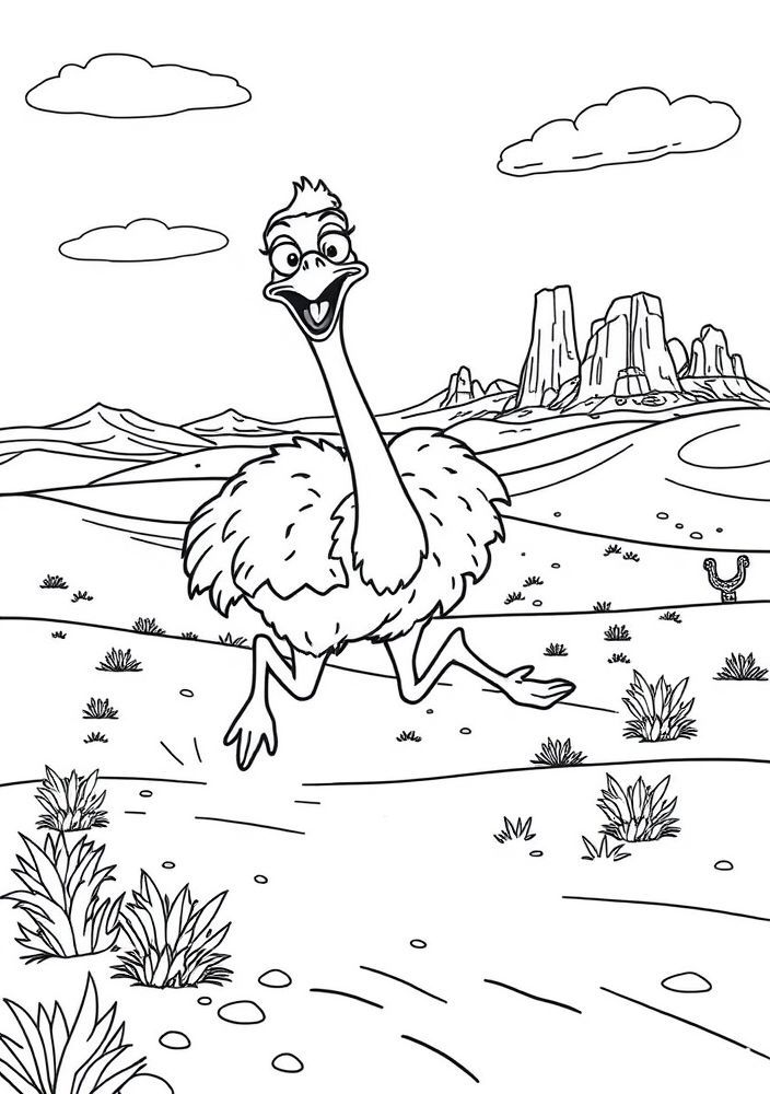 Desenho de Avestruz Divertido para colorir