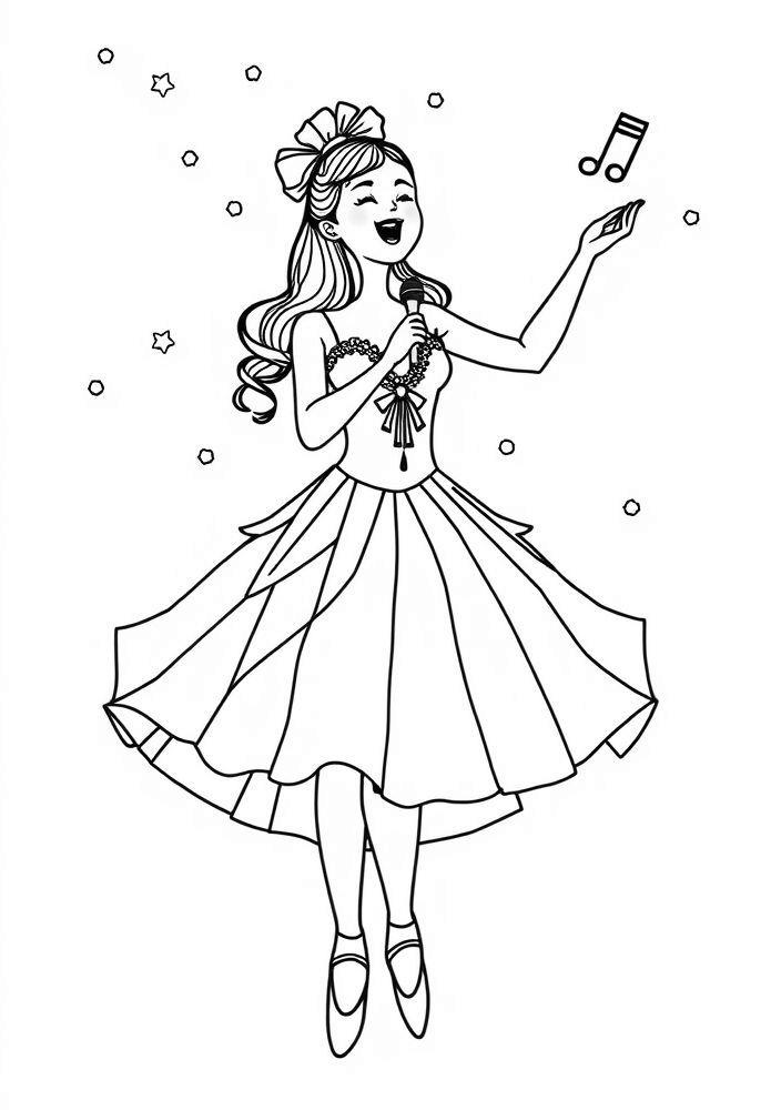 Desenho de Bailarina Cantarolando para Colorir