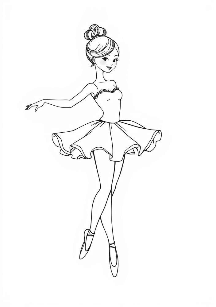 Desenho de Bailarina Dançando na Ponta dos Pés para Colorir