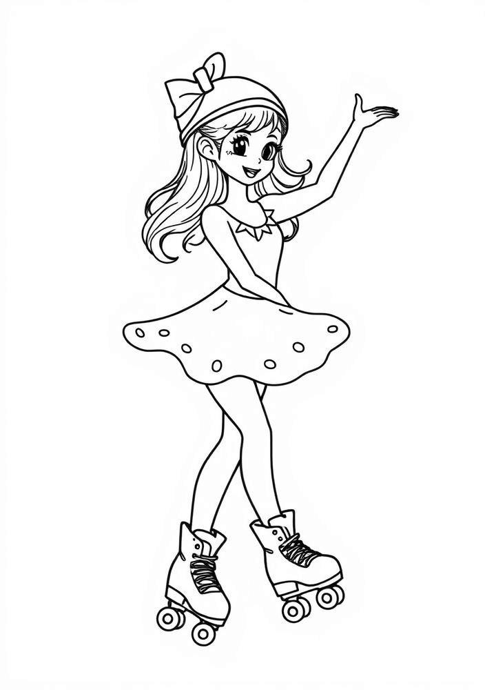 Desenho de Bailarina de Rodinhas para Colorir