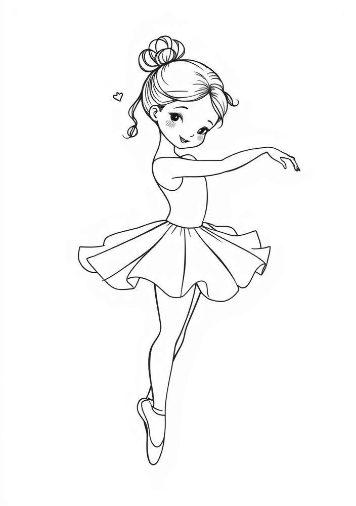 Desenho de Bailarina em Posição de Plié para Colorir