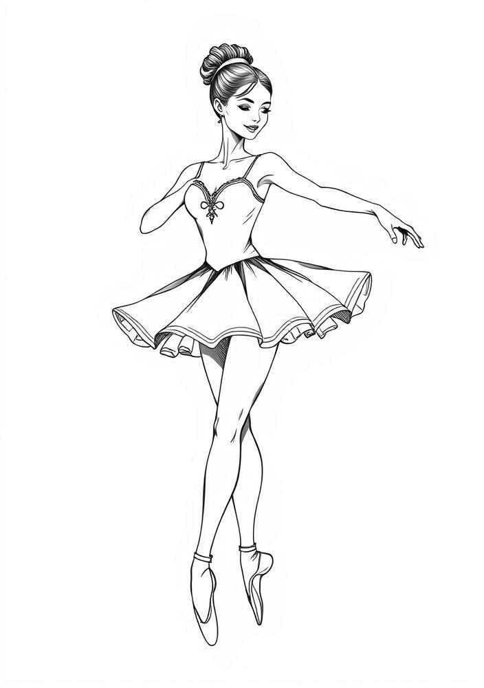 Desenho de Bailarina na Ponta dos Pés para Colorir