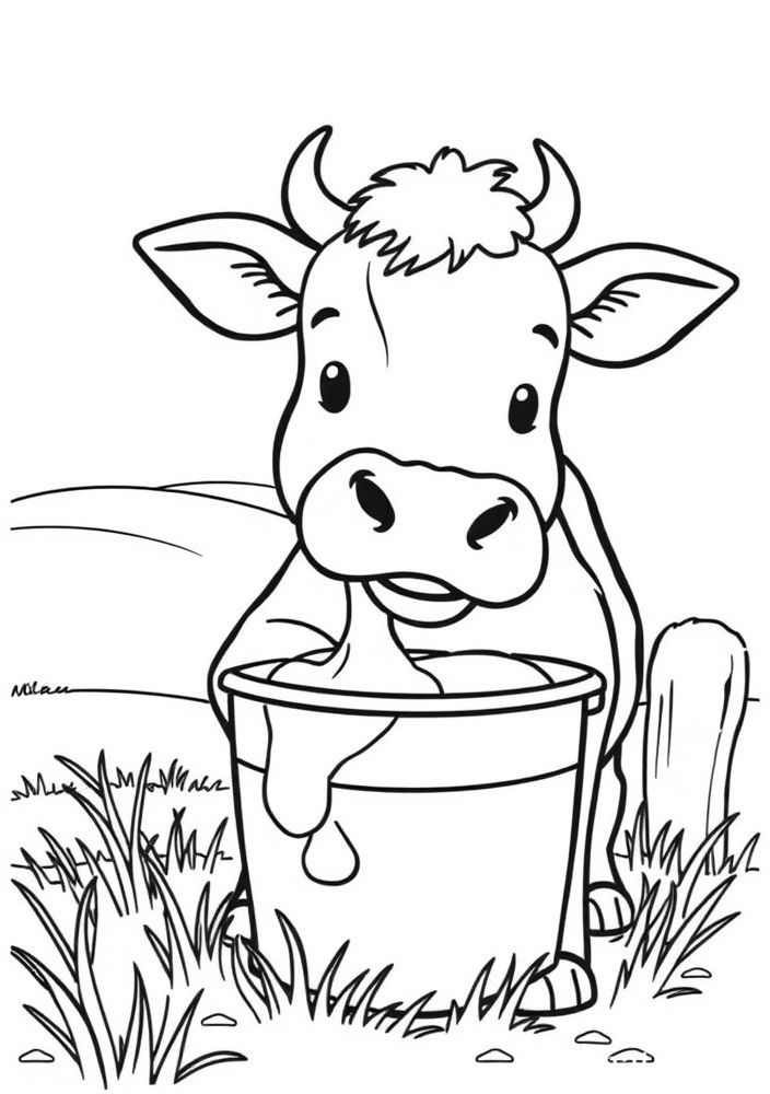 Desenho de Balde de Leite da Fazenda para Colorir
