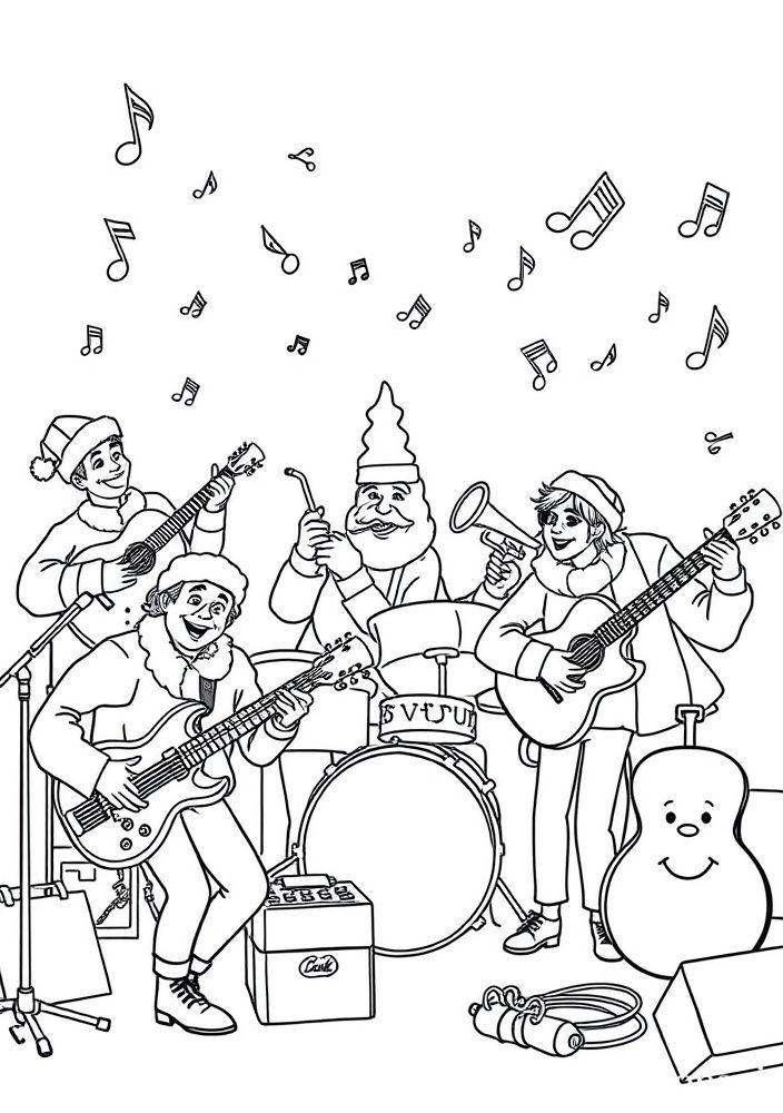 Desenho de Banda de Natal para Colorir
