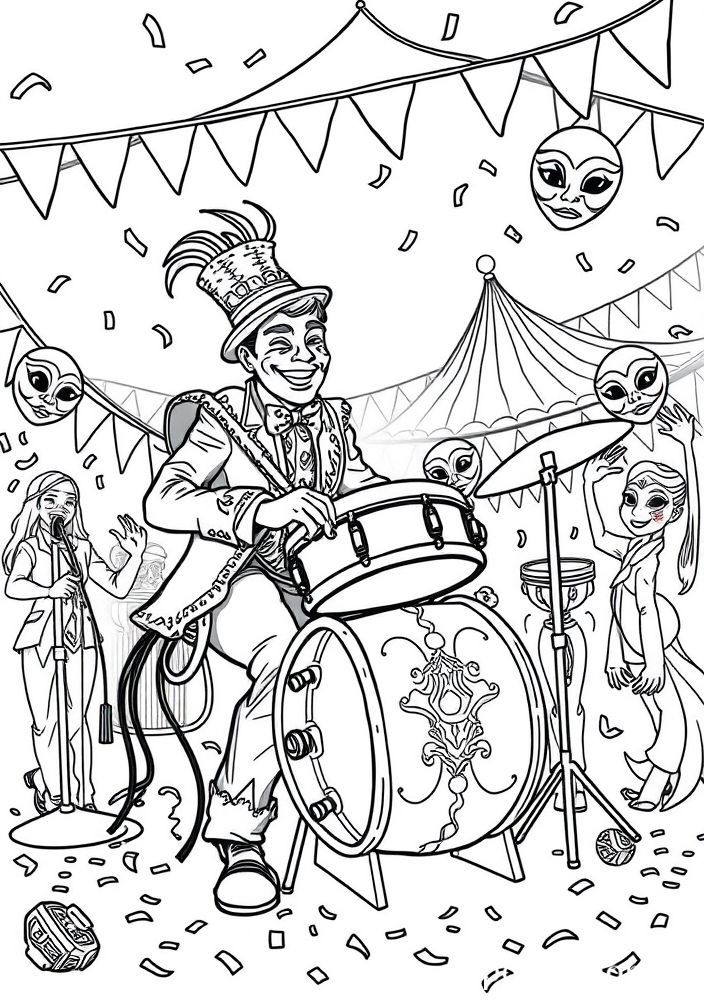 Desenhos de Carnaval Para Colorir e Imprimir