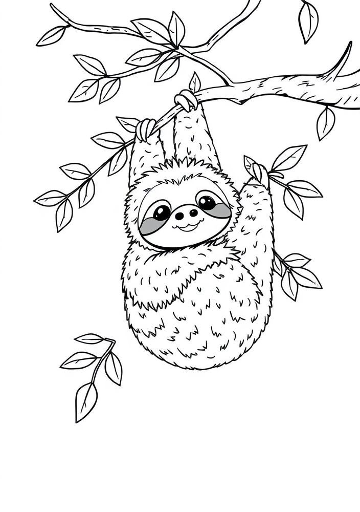 Desenho de Bicho-Preguiça Atraente para Colorir