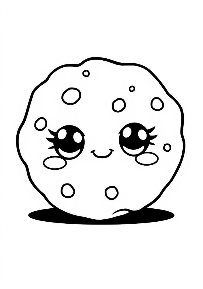 Desenho de Biscoito Kawaii com Olhinhos para colorir