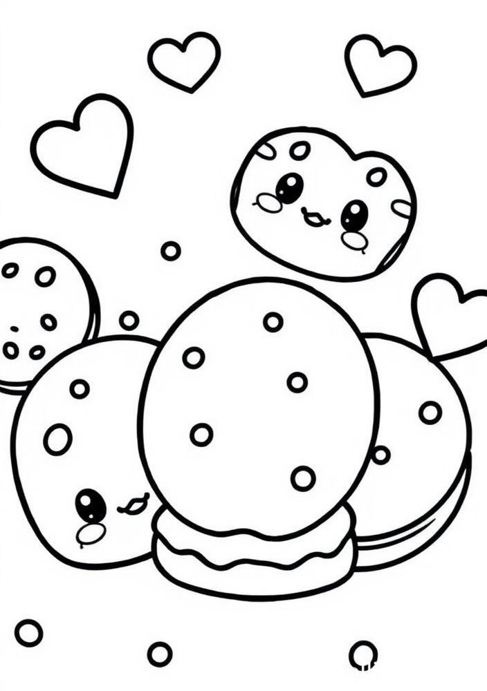Desenho de Bolachas Kawaii para colorir