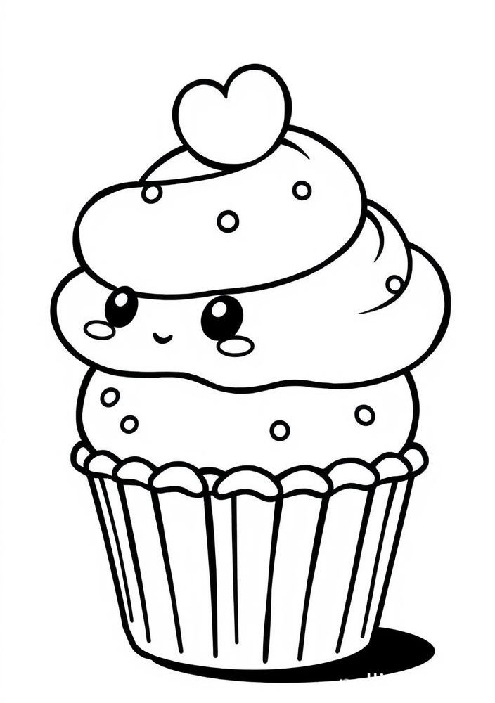 Desenho de Bolinho Kawaii para colorir