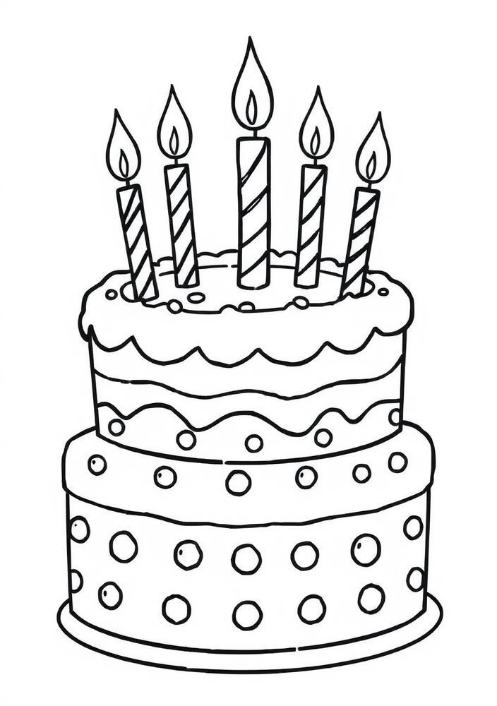 Desenho de Bolo de Aniversário para Colorir