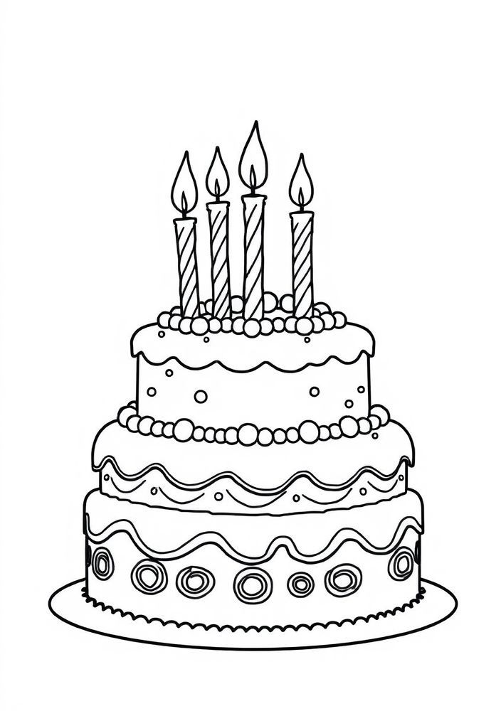 Desenho de Bolo de Aniversário para colorir