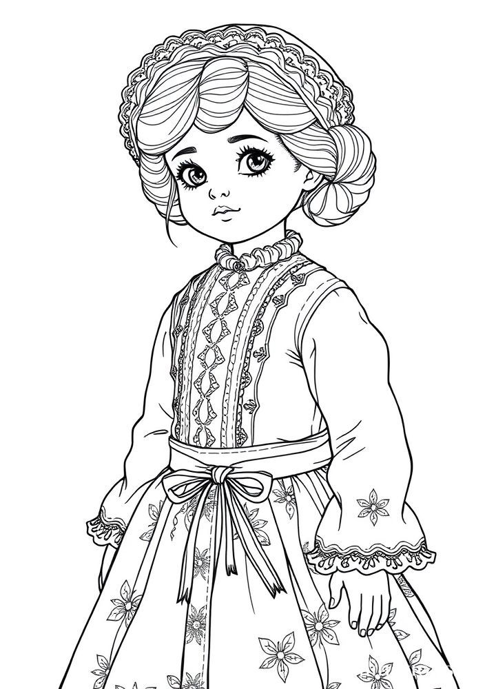 Desenho de Boneca de Época para colorir