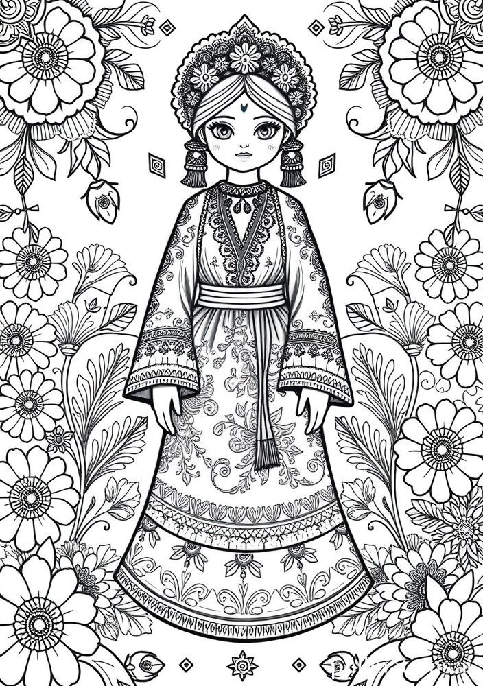 Desenho de Boneca de Folclore para colorir
