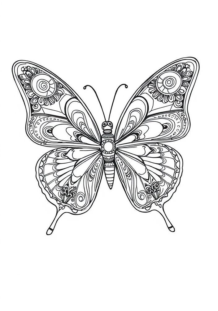 Desenho de Borboleta Artística com Textura para colorir