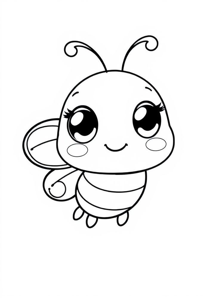 Desenho de Borboleta Kawaii para Colorir