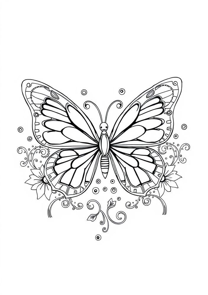 Desenho de Borboleta Surrealista para Colorir