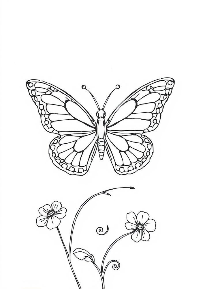 Desenho de Borboleta Vintage para Colorir