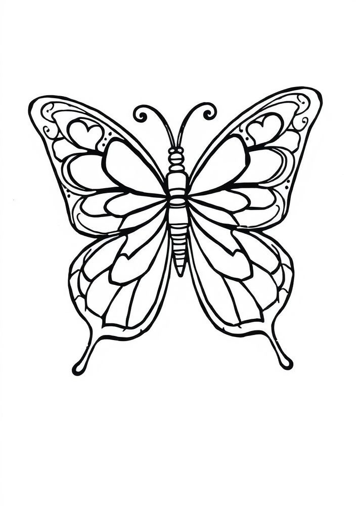 Desenho de Borboleta com Coração para Colorir