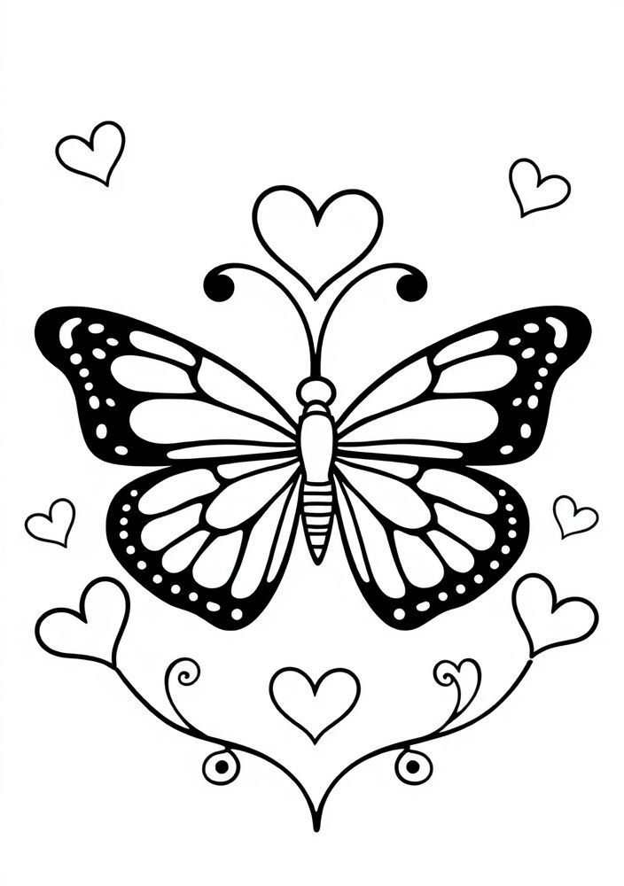Desenho de Borboleta com Coração para Colorir