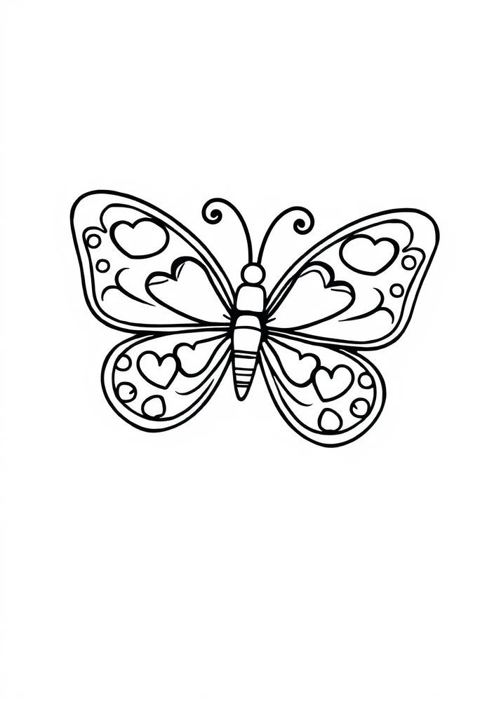 Desenho de Borboleta com Corações para colorir