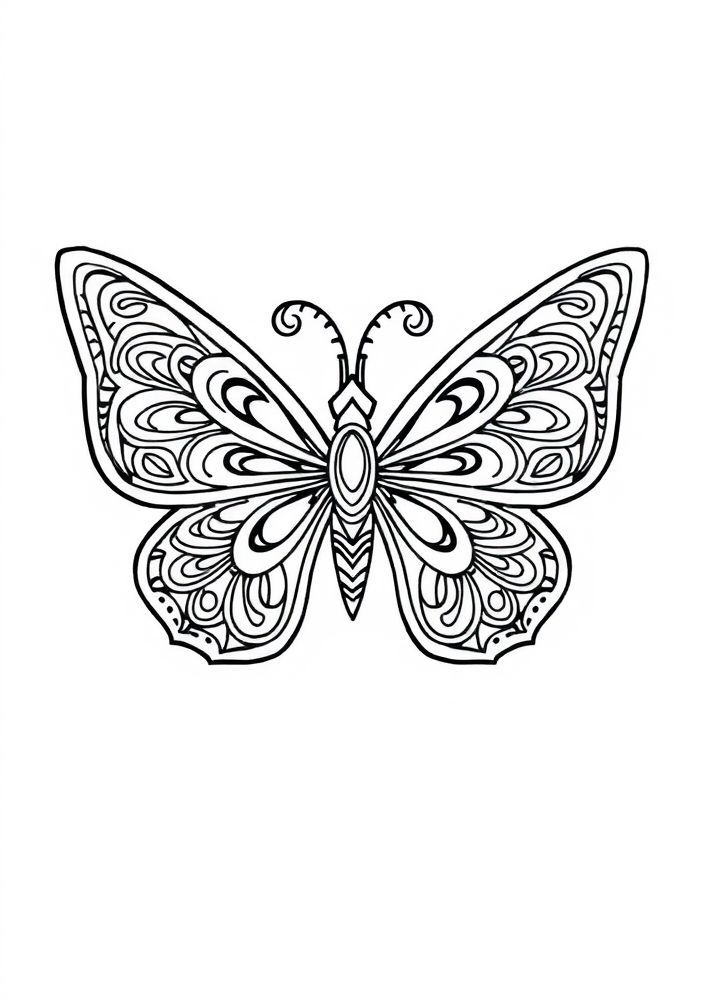 Desenho de Borboleta com Detalhes Celta para Colorir