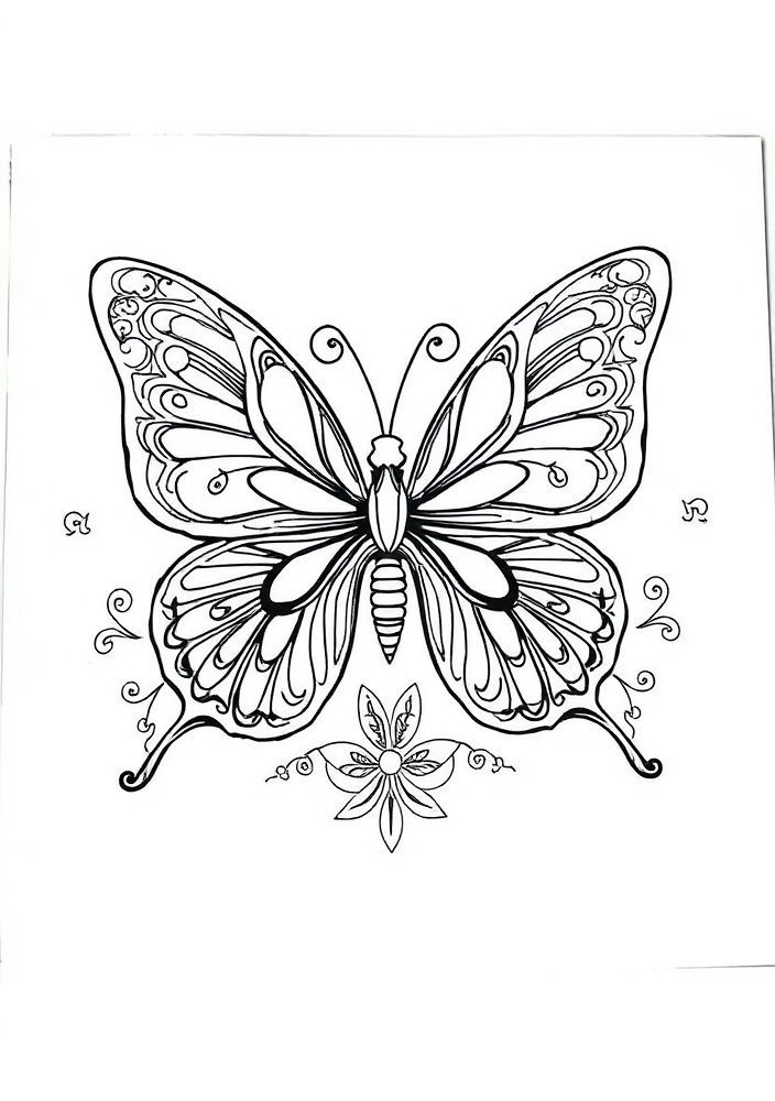 Desenho de Borboleta com Padrões Intricados para colorir