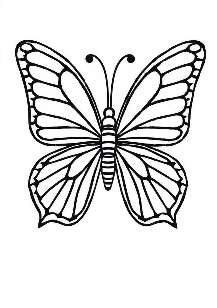Desenho de Borboleta com Padrões de Listras para Colorir
