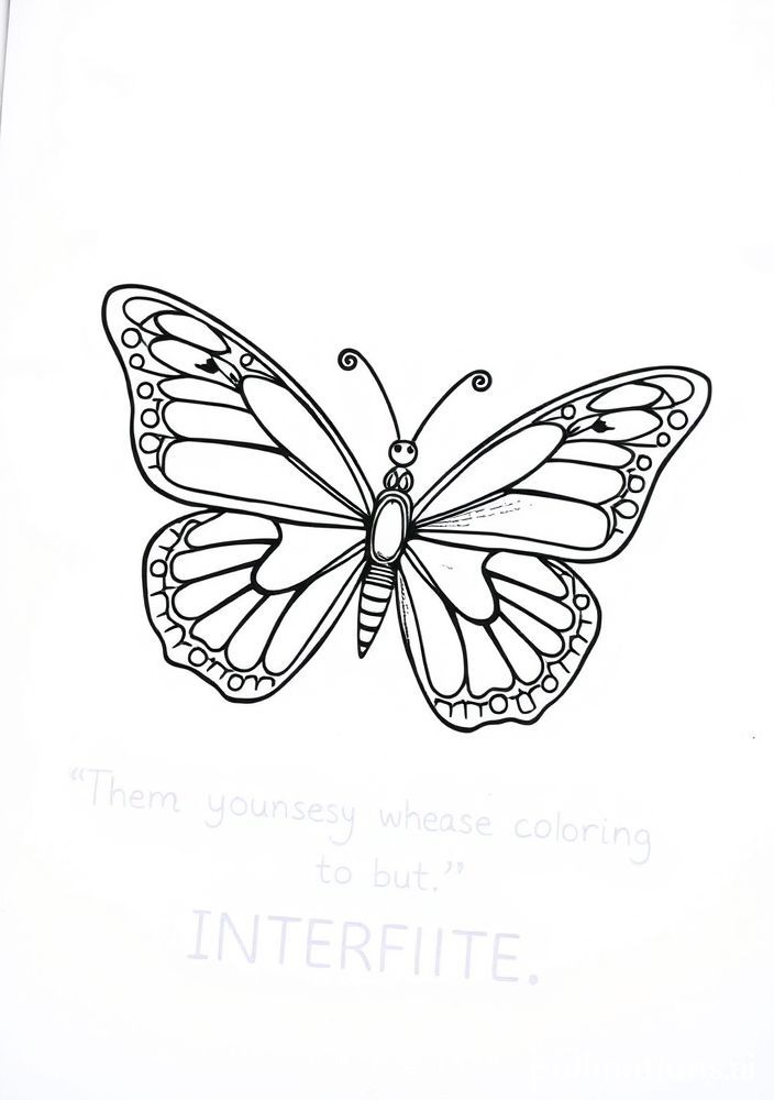 Desenho de Borboleta com Uma Mensagem Inspiradora para Colorir