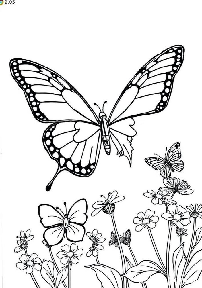 Desenho de Borboleta e Borboletas Menores para Colorir