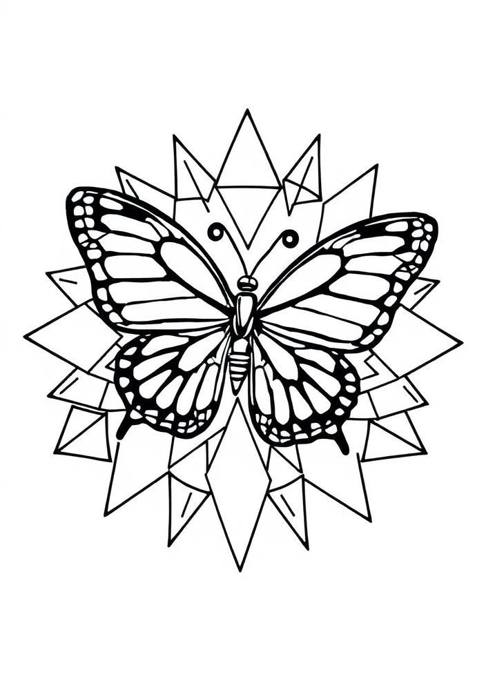 Desenho de Borboleta e Geoformas para colorir