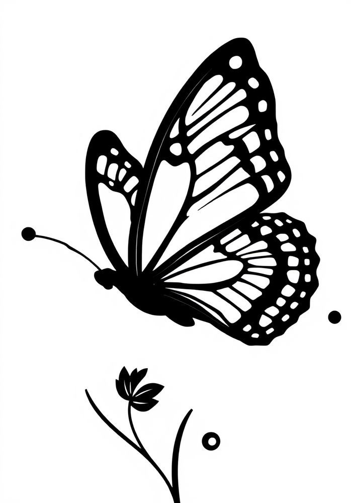 Desenho de Borboleta em Silhueta para Colorir