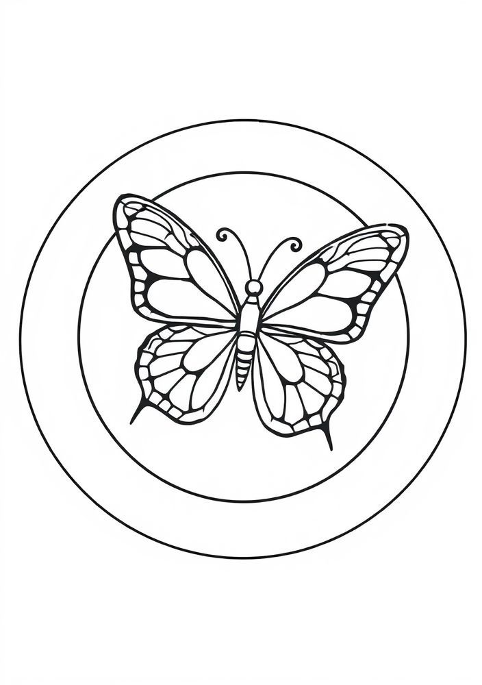 Desenho de Borboleta em um Círculo para colorir