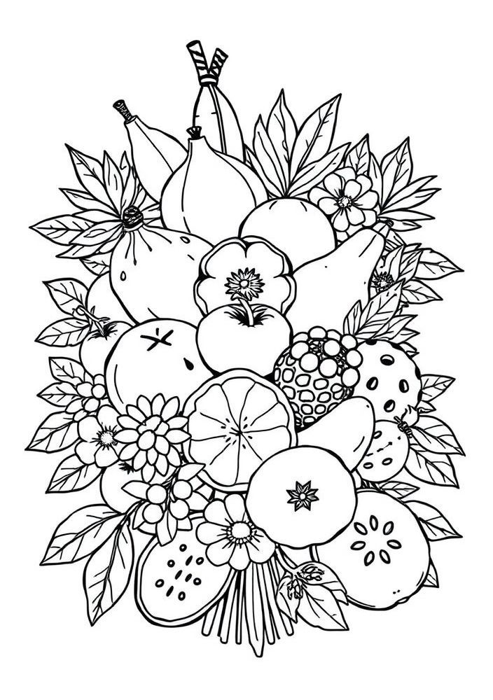 Desenho de Bouquet de frutas para colorir
