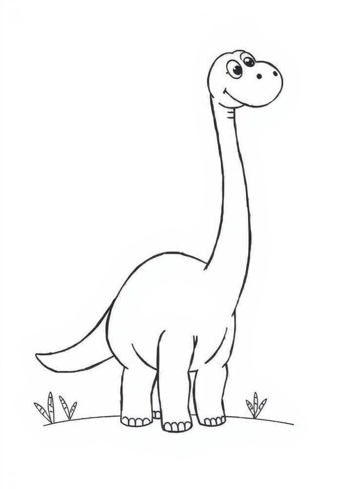 Desenho de Braquiossauro pastando para colorir