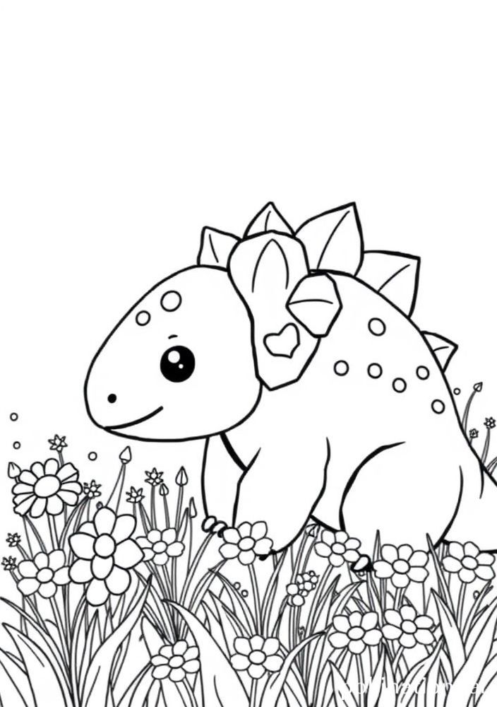 Desenho de Bulbasaur em um campo florido para colorir