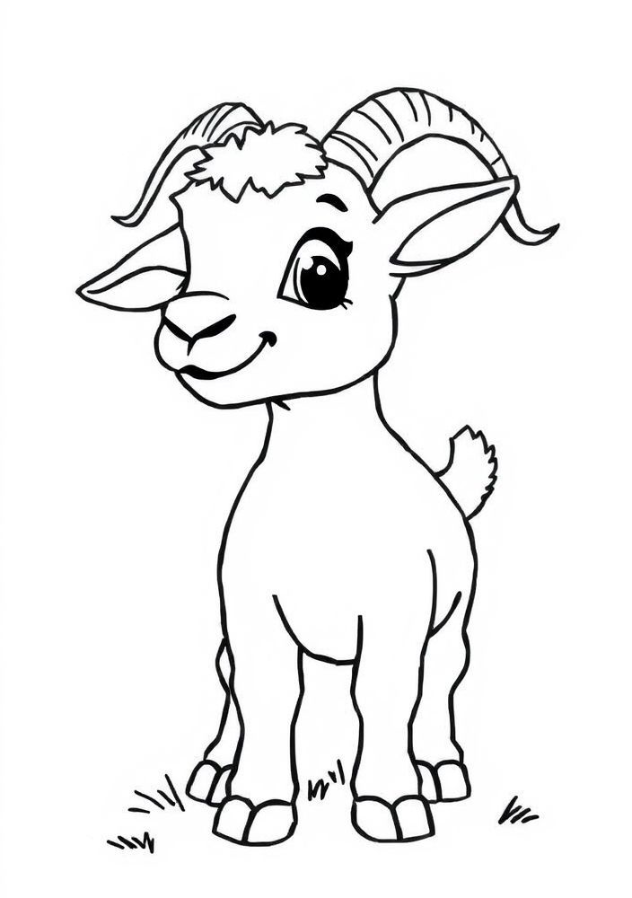 Desenho de Cabra Brincando na Fazenda para Colorir