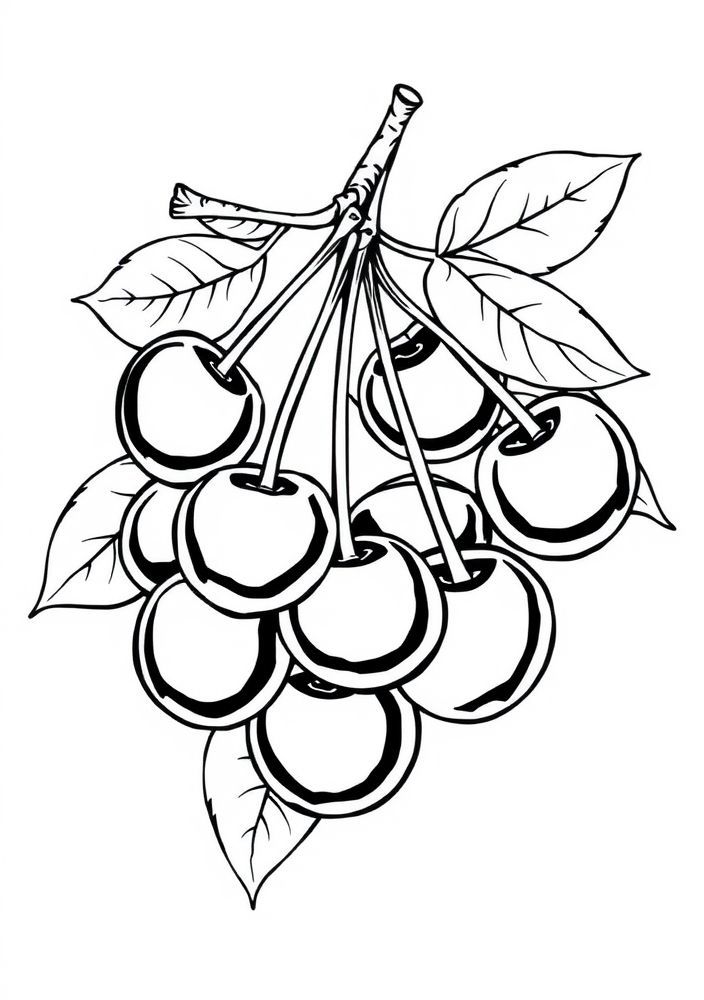 Desenho de Cacho de Cerejas para Colorir