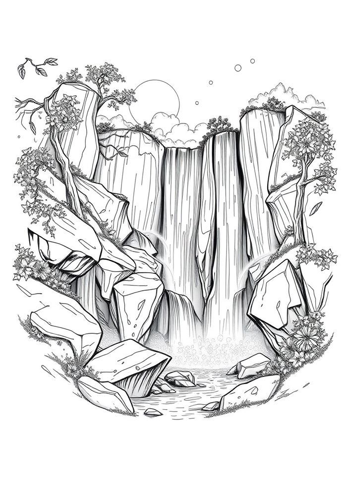 Desenho de Cachoeira Deslumbrante para colorir