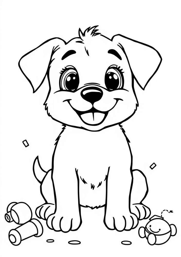 Desenho de Cachorro Fazendo Travessura para Colorir
