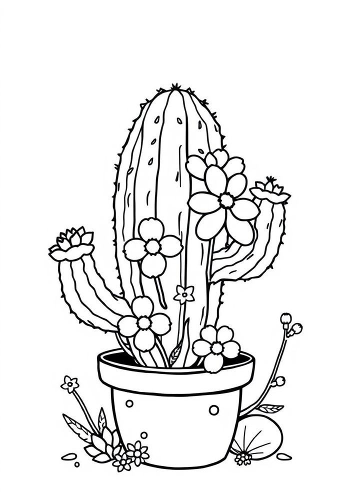 Desenho de Cacto Adorável para colorir