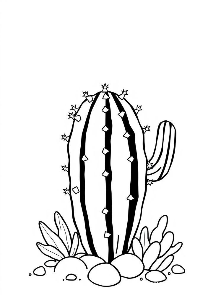 Desenho de Cacto Kawaii para colorir