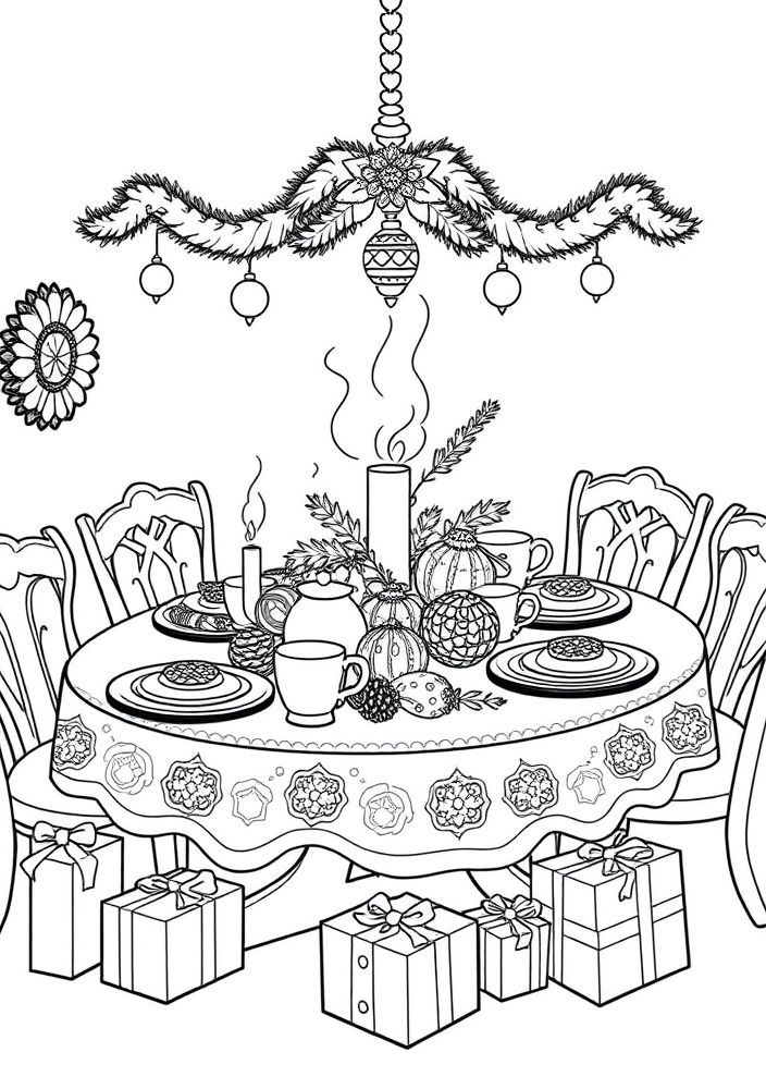Desenho de Café da Manhã de Natal para Colorir