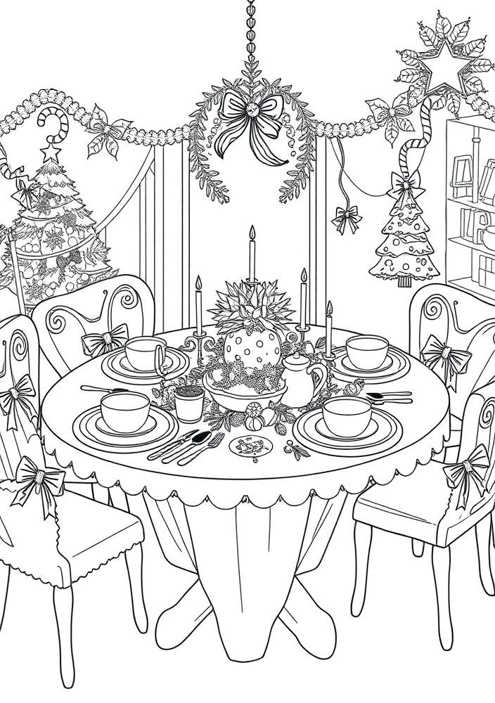 Desenho de Café da Manhã de Natal para Colorir